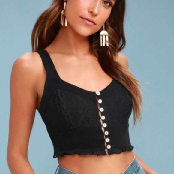 Free People Tops - NWT Free People Black Lace Longline Bralette